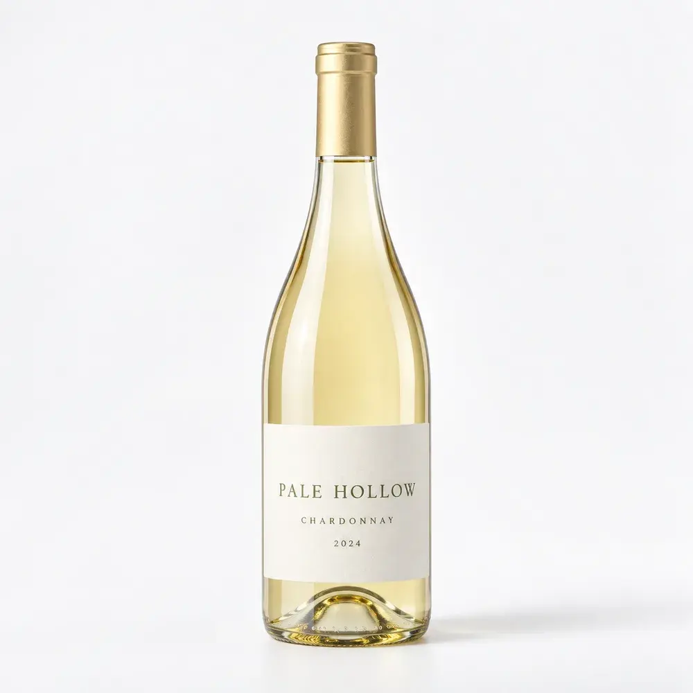 Wine Glass Bottles shown with a sample chardonnay label