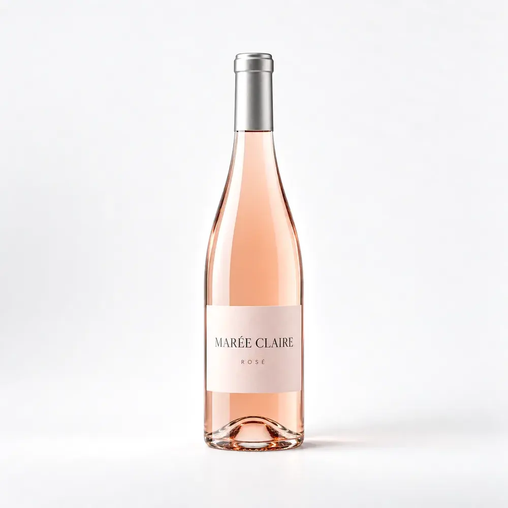 Wine Glass Bottles shown with a sample rosé label