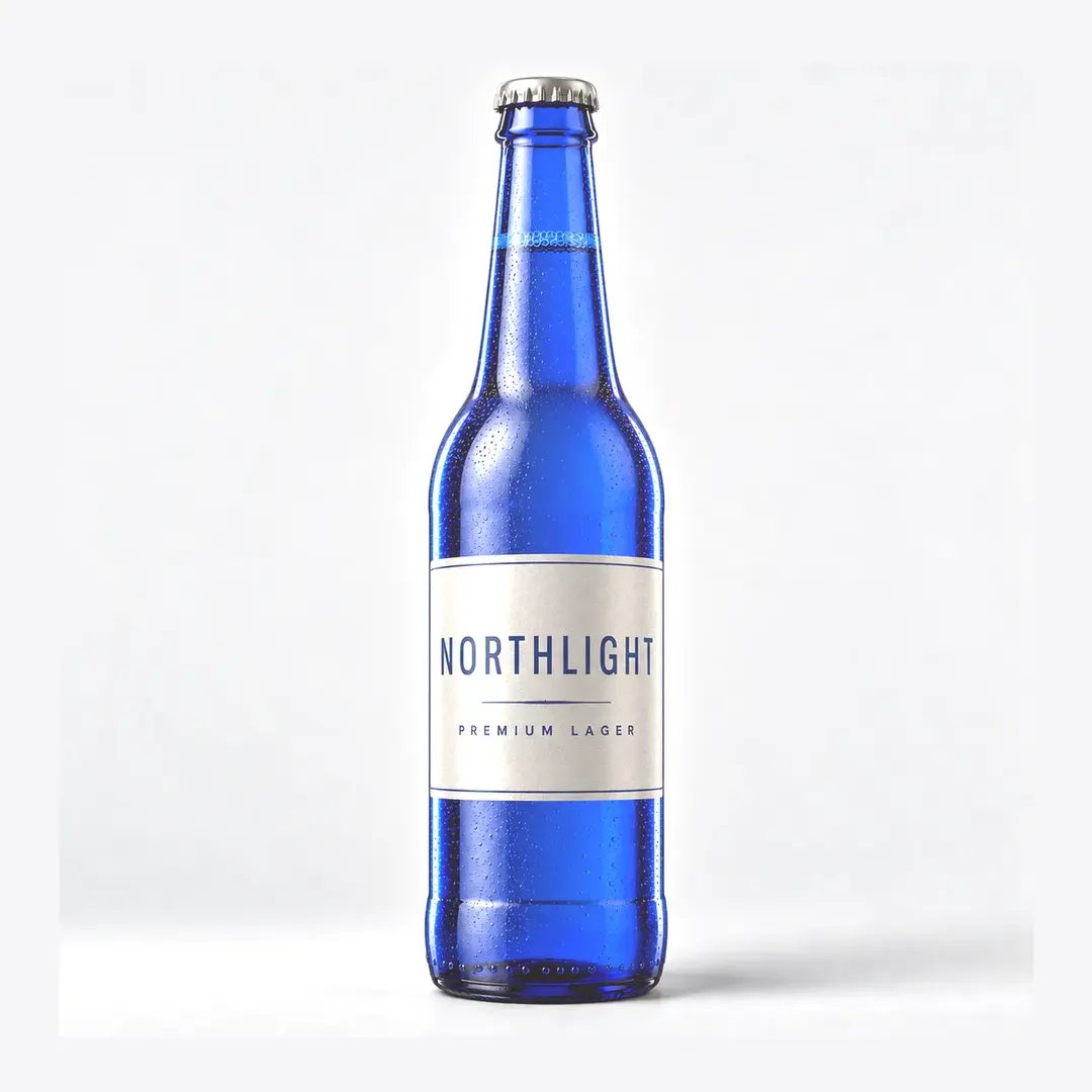 Cobalt Blue Longneck Beer Bottle with Crown Cap