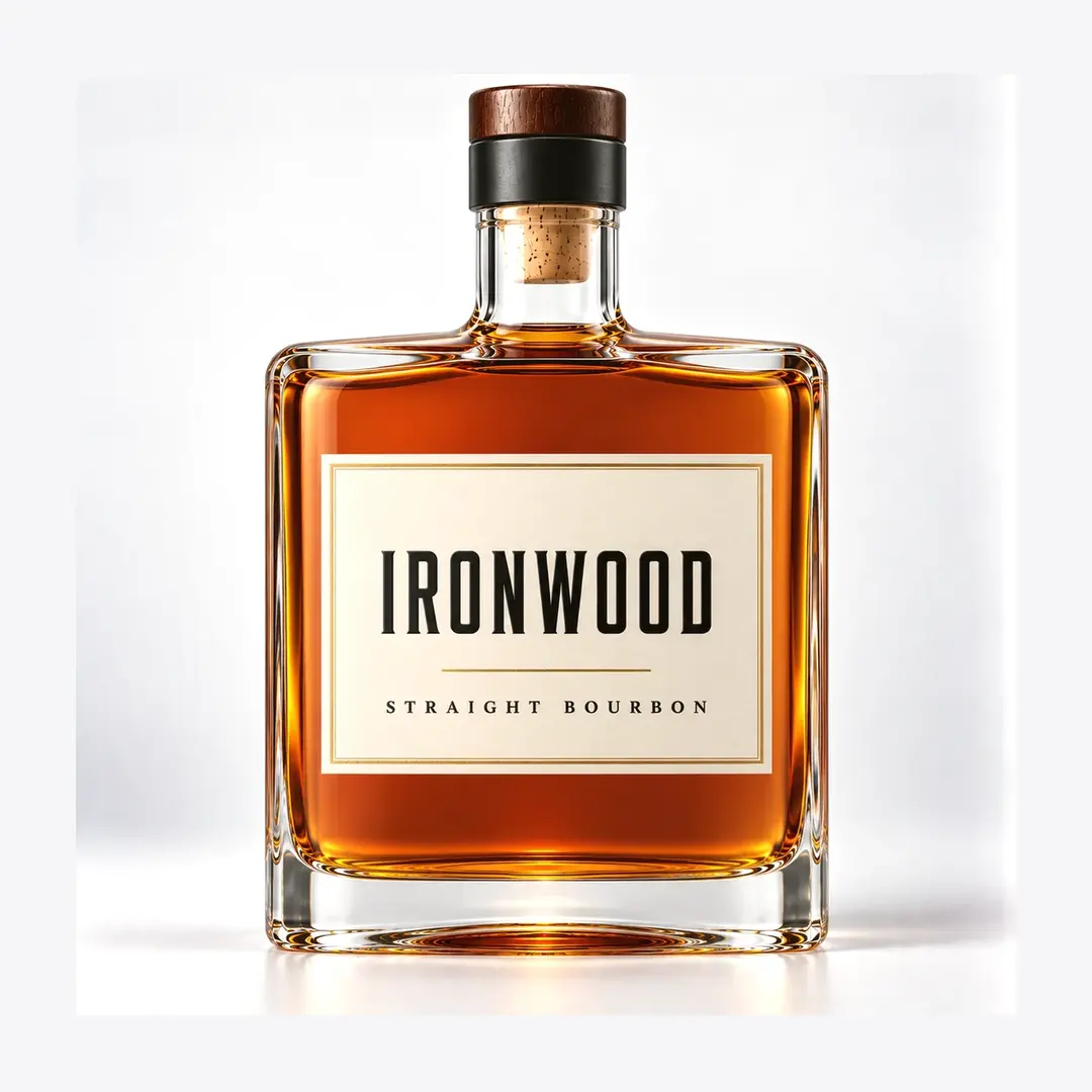 750ml Flat Liquor Glass Bottle for Private-Label Bourbon