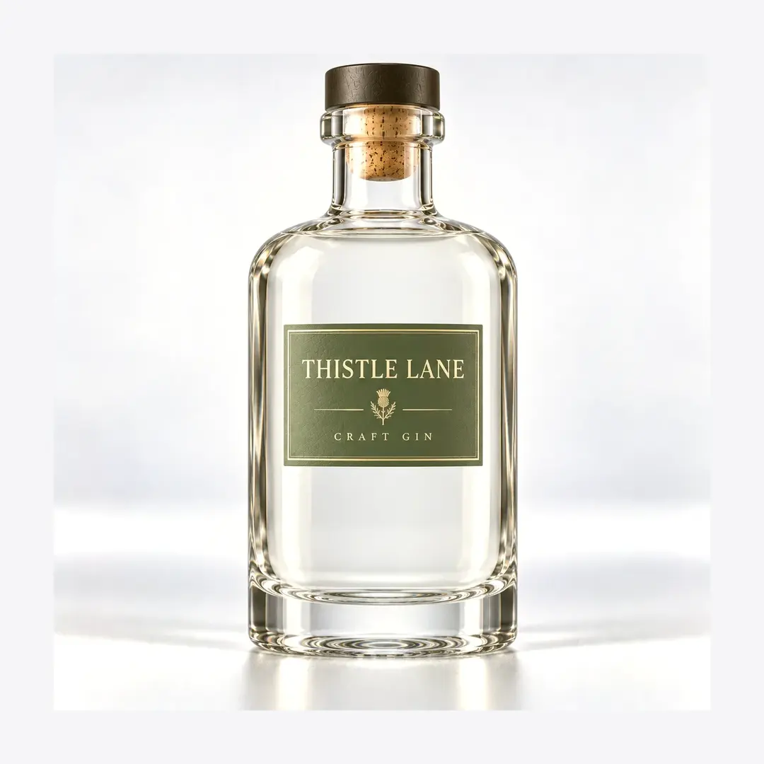 Rounded-Rectangle Glass Bottle for Craft Gin
