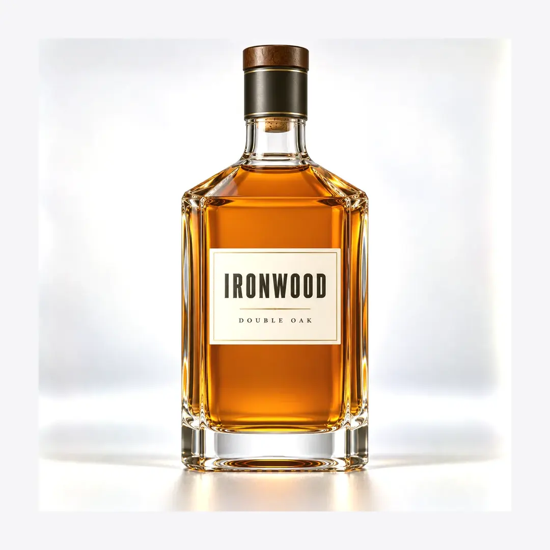 Rectangular Glass Liquor Bottle with Beveled Shoulders