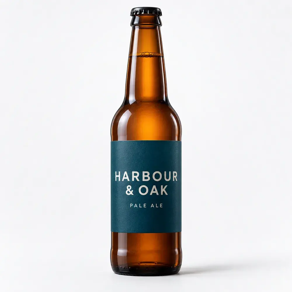 Beer Glass Bottles shown with a sample pale ale label