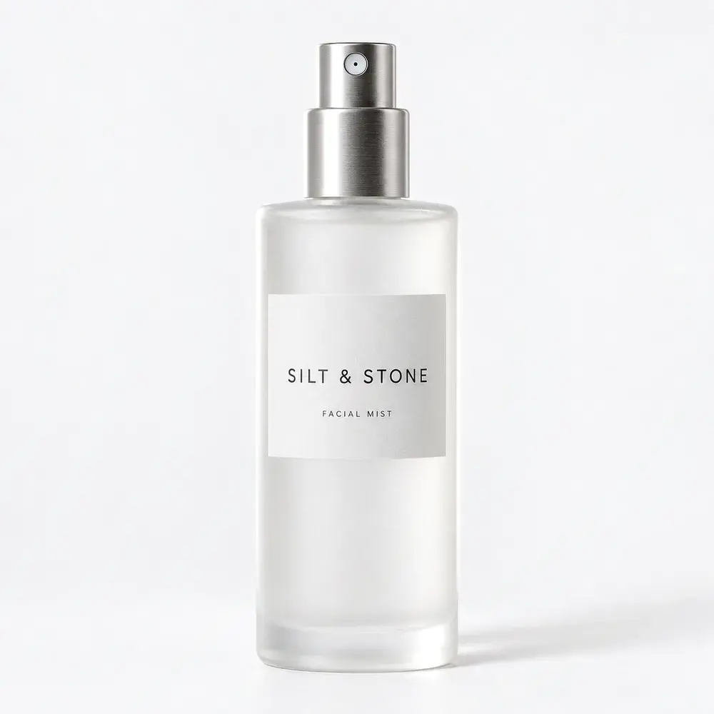 Cosmetic & Essential Oil Bottles shown with a sample facial mist label
