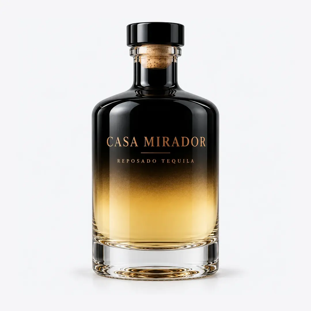 Bar-Top Spirits Bottle with Black Gradient Decoration