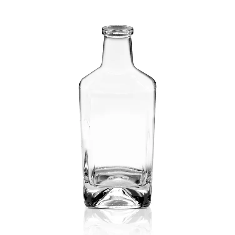 Frosted rounded-square glass bottle model FS05 heritage shape for aged rum and brandy