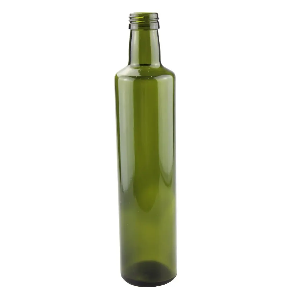 olive oil bottle labels with matched closures ready for filling lines