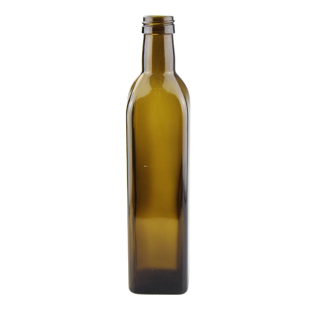 Glass olive oil bottles from the factory production line