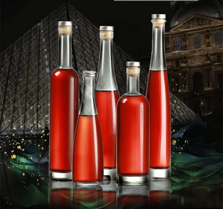 Premium decanter-style whiskey bottle with glass stopper in gift packaging