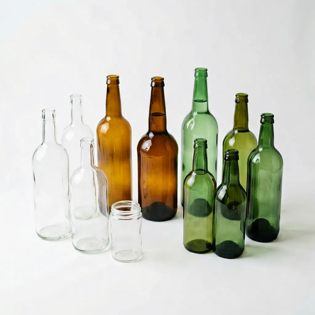 Close-up inspection of glass bottle surface quality showing bubble defects and stone spots under controlled lighting