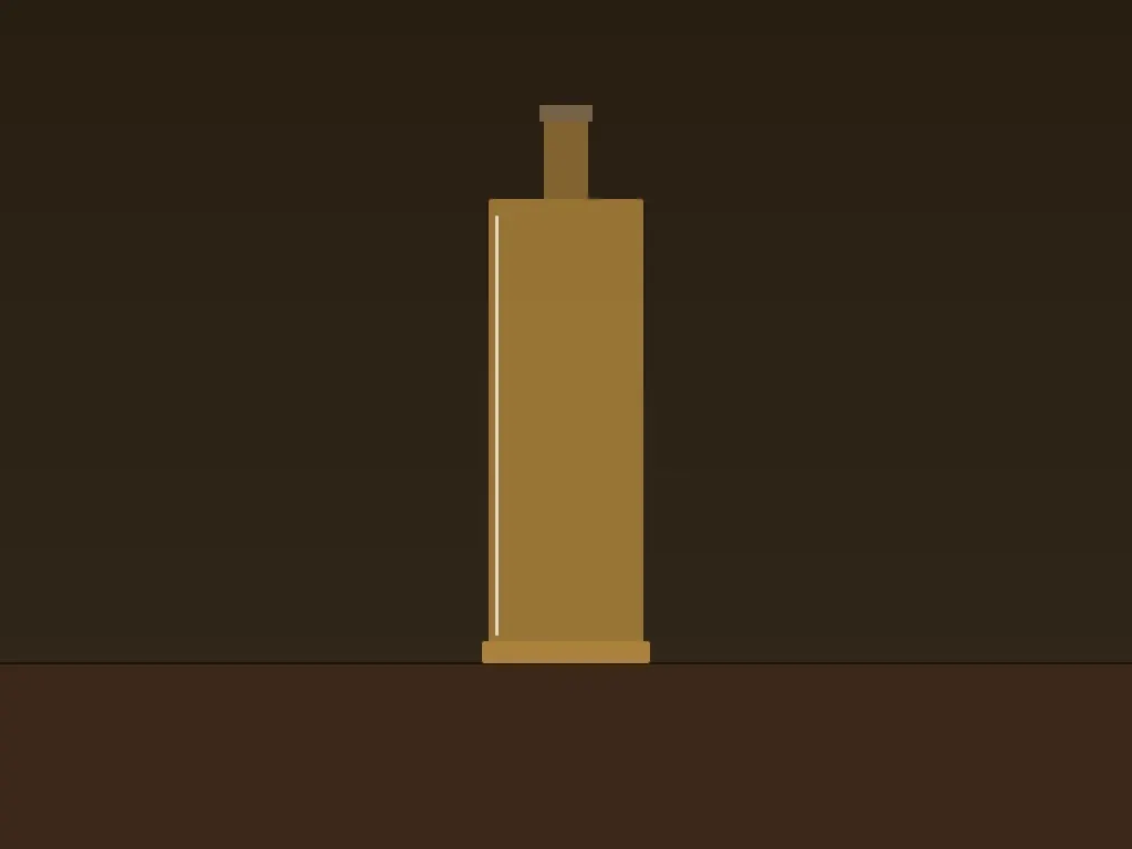 Premium whiskey bottle with thick base and heavy glass walls on a wooden bar counter