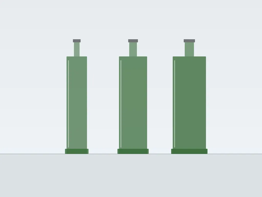Laboratory-style shot showing glass bottle wall thickness measurement with calipers