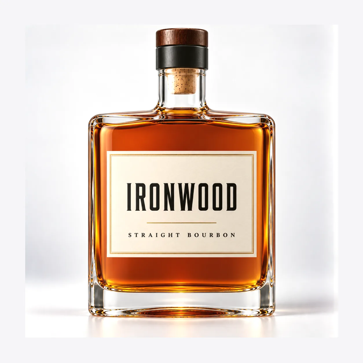 Second view of a 750ml flat flask glass bottle showing the slim side profile