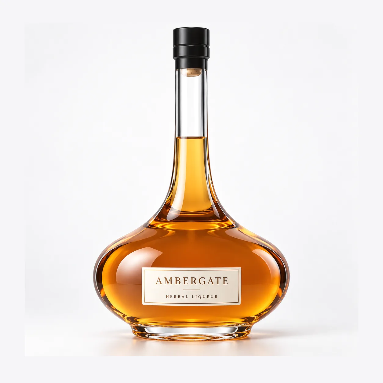 Custom liquor glass bottle reference showing glass clarity for Asian premium spirits bottles