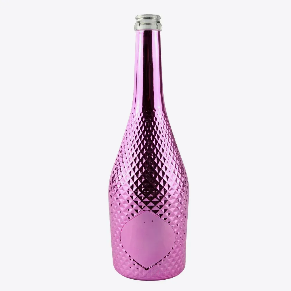 Diamond-faceted glass bottle with decorative electroplated finish